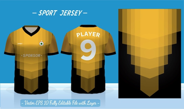 Vector la plantilla de jersey deportivo para uniformes de equipo se puede utilizar para el fútbol de bádminton en la vista frontal y posterior