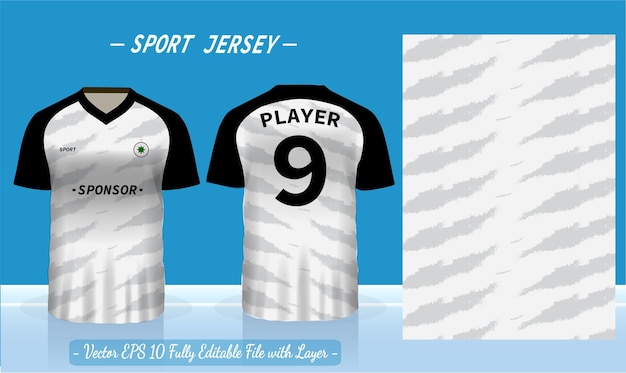 Vector la plantilla de jersey deportivo para uniformes de equipo se puede utilizar para el fútbol de bádminton en la vista frontal y posterior