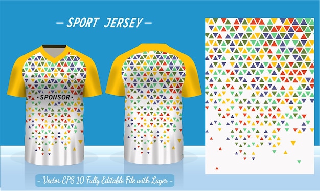 La plantilla de jersey deportivo para uniformes de equipo se puede utilizar para el fútbol de bádminton en la vista frontal y posterior