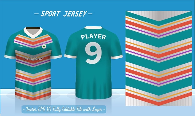 Vector la plantilla de jersey deportivo para uniformes de equipo se puede utilizar para el fútbol de bádminton en la vista frontal y posterior