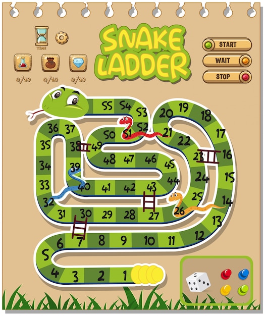 Una plantilla de juego de escalera de serpiente