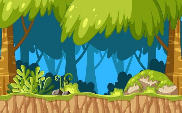 Vector plantilla de juego escena del bosque