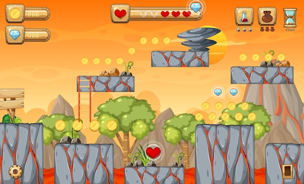 Plantilla de juego Escena del bosque