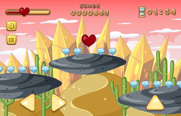 Una plantilla de juego Escena del desierto