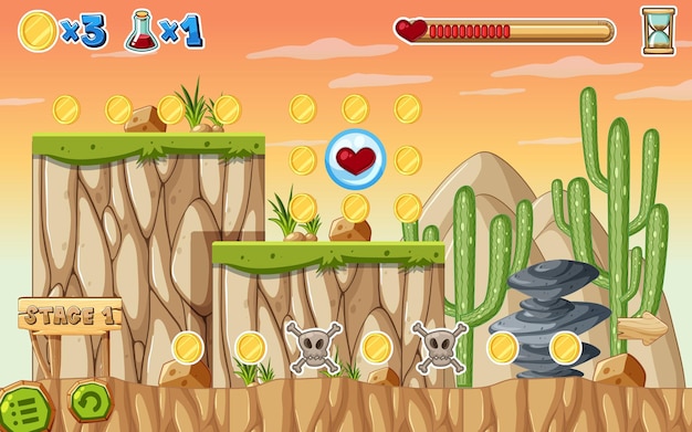 Una plantilla de juego Escena del desierto
