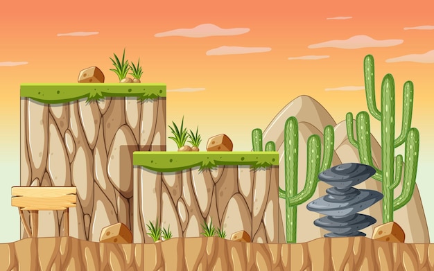 Una plantilla de juego Escena del desierto