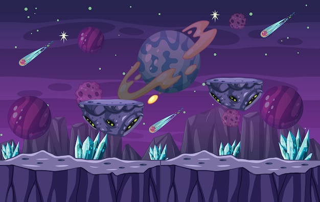 Vector una plantilla de juego galaxy space scene