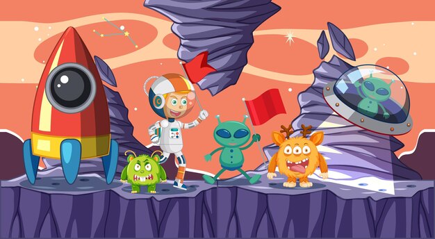 Una plantilla de juego Galaxy Space Scene