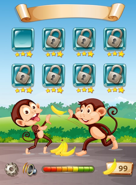 Plantilla de juego de mono feliz