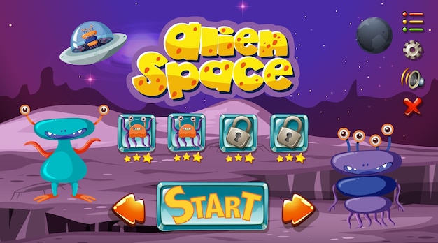 Plantilla de juego de Monster Space
