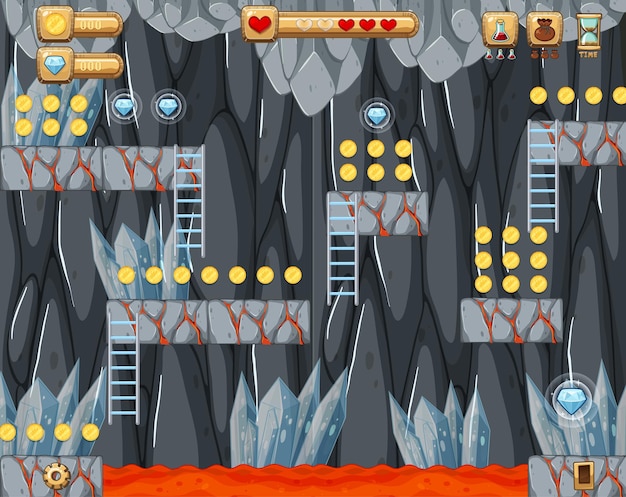 Plantilla de juego Stone Cave Scene