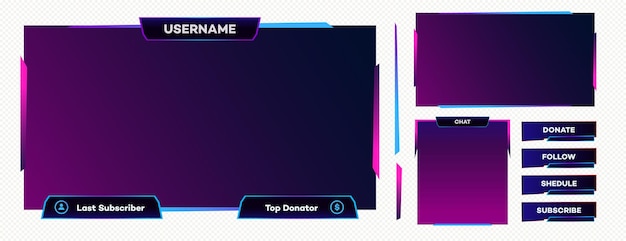 Plantilla de juego de superposición de panel de pantalla de transmisión vectorial transmisión en línea de video en vivo estilo de tecnología futurista interfaz de usuario digital abstracta botón de transmisión en vivo 10 eps