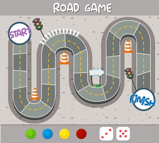 Una plantilla de juego de tablero de carretera.