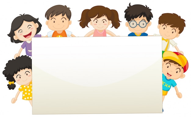 Plantilla de la Junta con niños felices