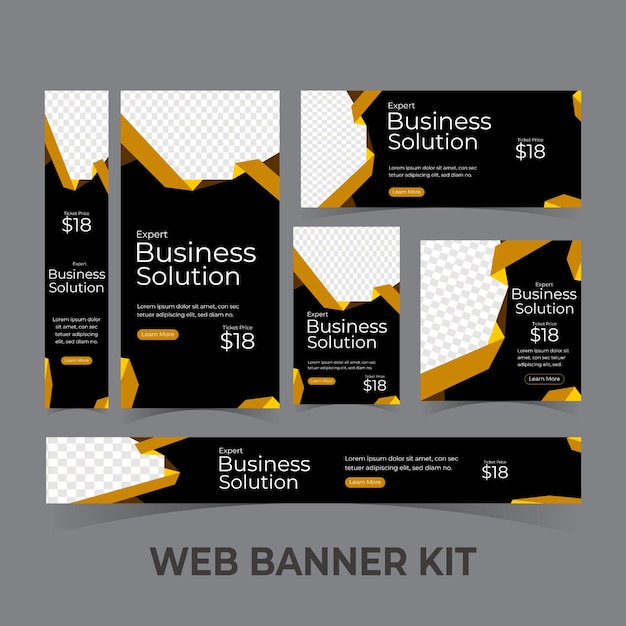 plantilla de kit de diseño de banner web del servicio de soluciones empresariales de expertos