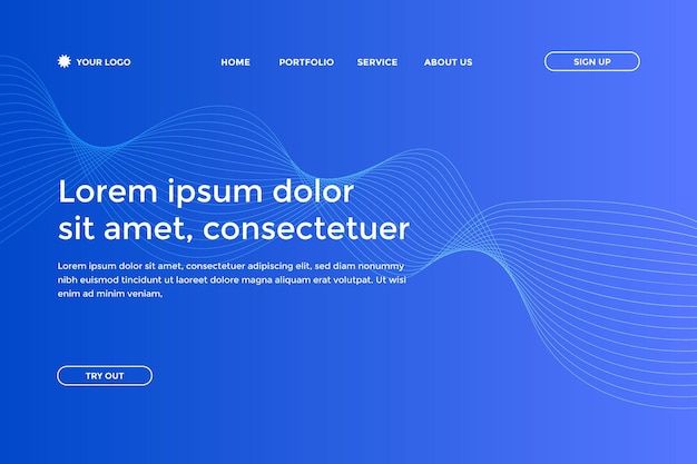 Plantilla de landing page abstracta con degradado