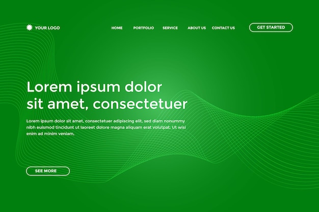 Plantilla de landing page abstracta con degradado