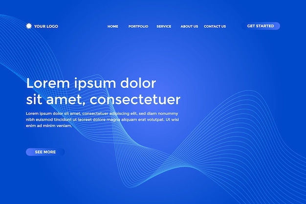 Plantilla de landing page abstracta con degradado