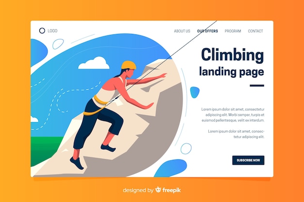 Vector plantilla de landing page de actividades al aire libre