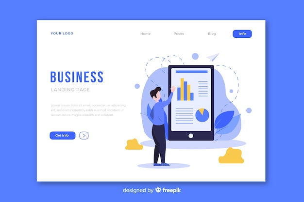 Plantilla de landing page de análisis de negocios