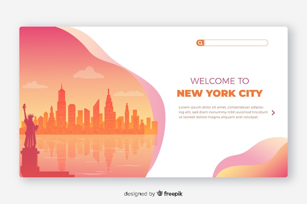 Plantilla de landing page de bienvenido a nueva york