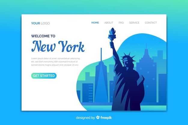 Plantilla de landing page de bienvenido a nueva york