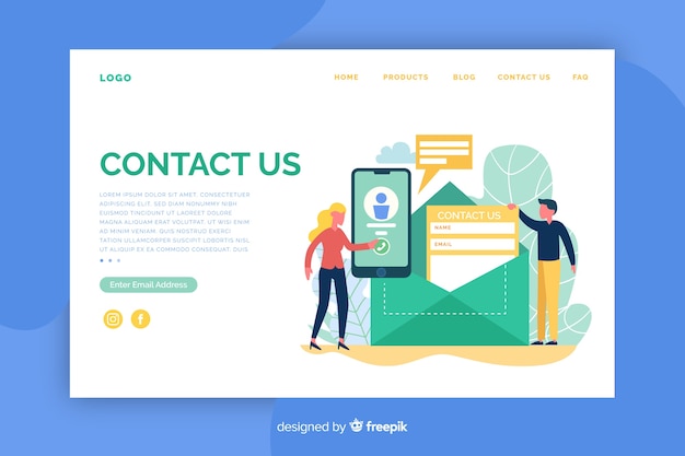 Plantilla de landing page de contacto