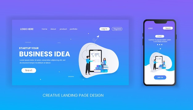 Plantilla de landing page de idea de negocio