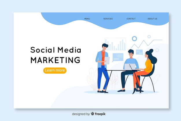 Vector plantilla de landing page de marketing de redes sociales