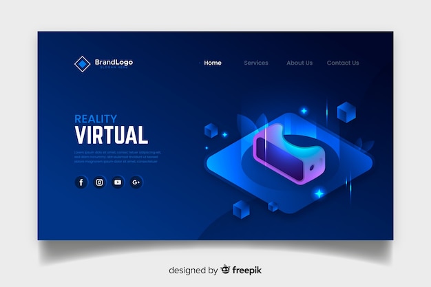 Plantilla de landing page de realidad virtual