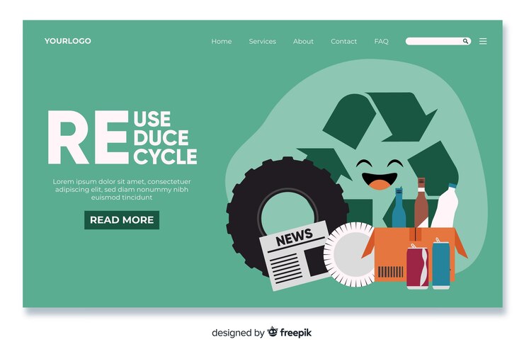 Vector plantilla de landing page de reciclaje