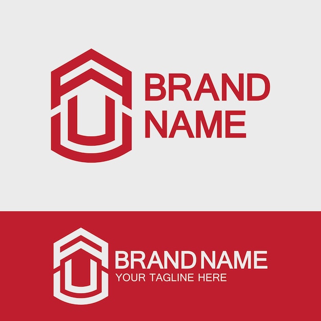plantilla de la letra creativa AU o del logotipo UA