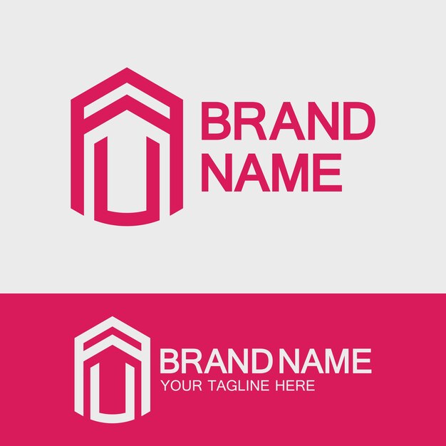plantilla de la letra creativa AU o del logotipo UA