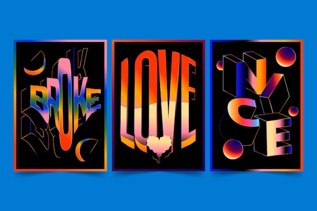 plantilla de letras creativas con gradiente