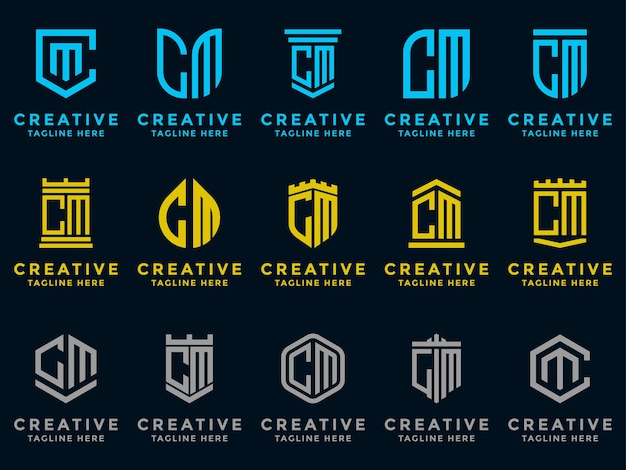 Plantilla de letras iniciales del icono del logotipo de set cm