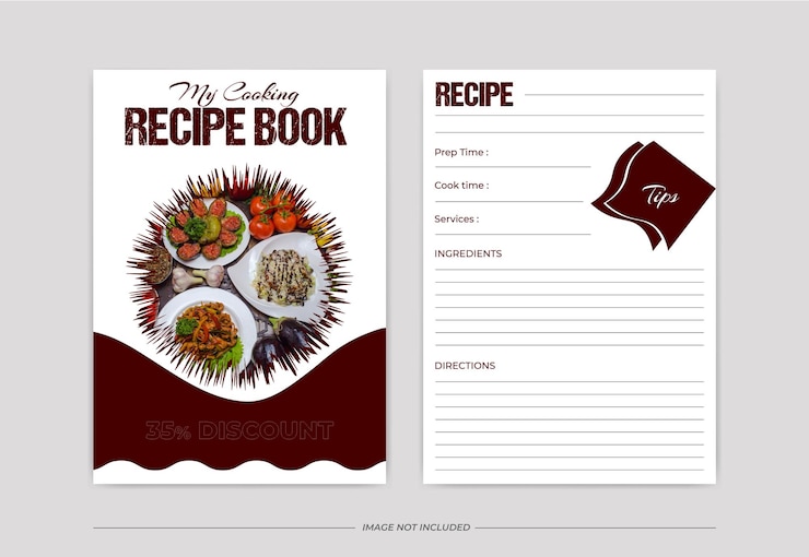 Vector plantilla de libro de recetas de cocina