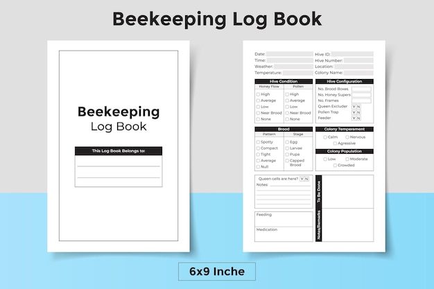 Vector plantilla de libro de registro de apicultura