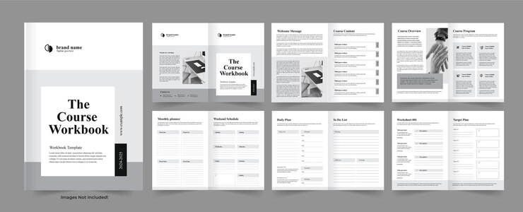 Vector plantilla de libro de trabajo del curso