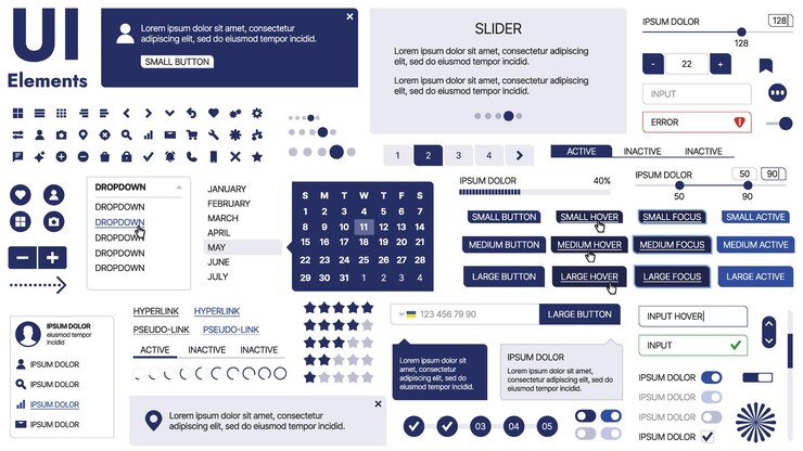 Vector una plantilla limpia y receptiva con elementos de interfaz de usuario