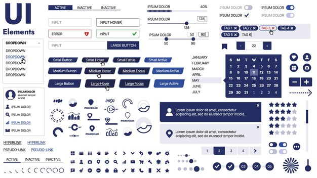 Una plantilla limpia y receptiva con elementos de interfaz de usuario