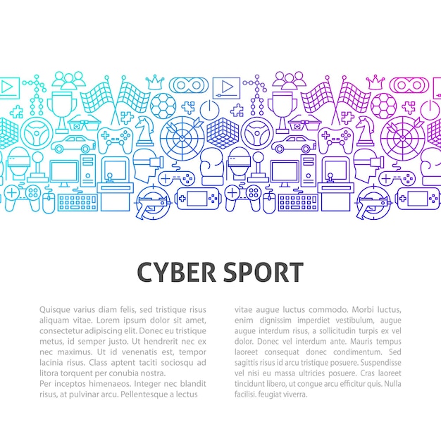 Plantilla de línea cyber sport. ilustración de vector de diseño de esquema.