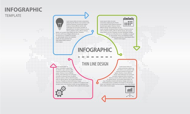 Plantilla de línea delgada de infografía