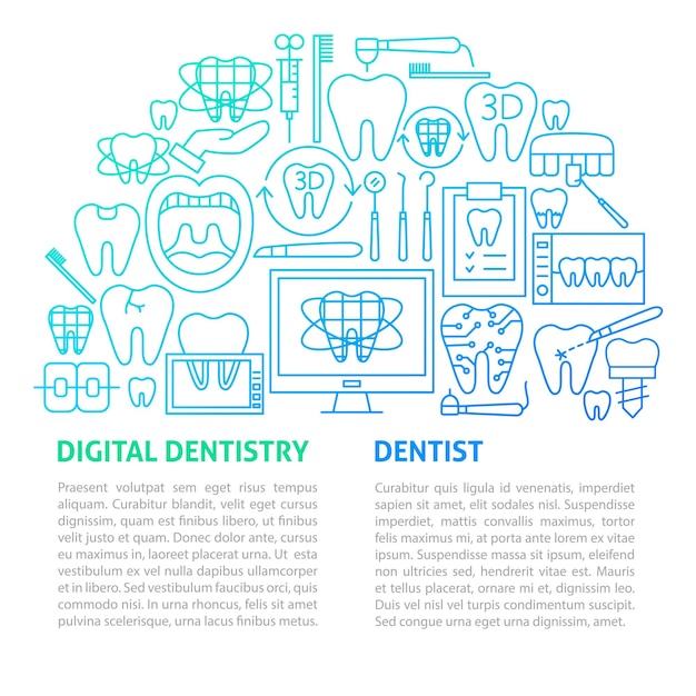 Plantilla de línea de odontología digital