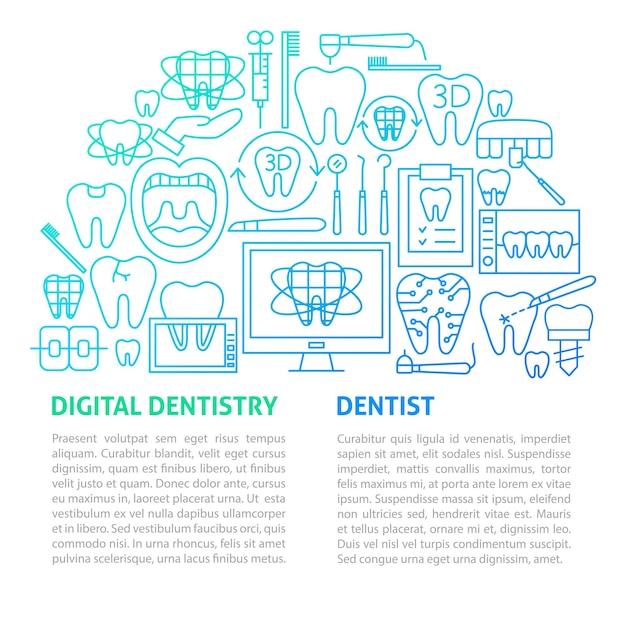 Plantilla de línea de odontología digital