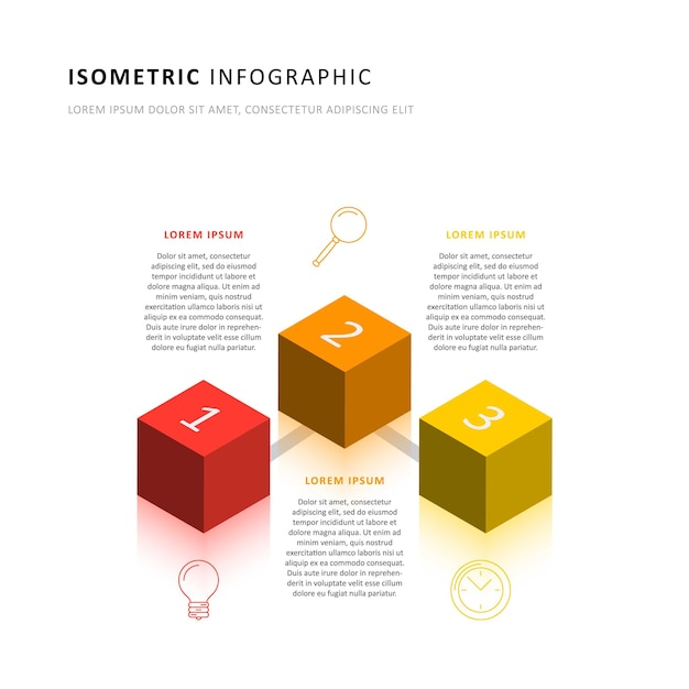 plantilla de línea de tiempo de infografía isométrica con elementos cúbicos 3d realistas. proceso de negocio moderno