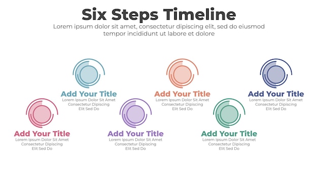 Plantilla de línea de tiempo de infografía vectorial con seis pasos