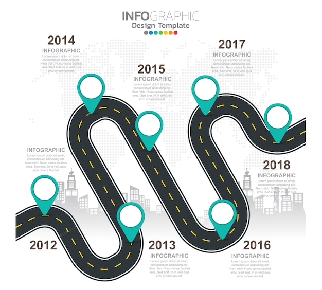 Plantilla de línea de tiempo infográfica