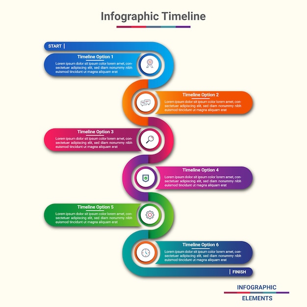 Plantilla de línea de tiempo infográfica