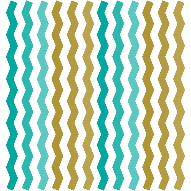 Vector plantilla de líneas turquesas y doradas con patrón en zigzag