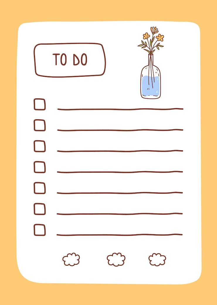 Vector plantilla de lista de tareas decorada con flores diseño lindo de planificador diario o lista de verificación